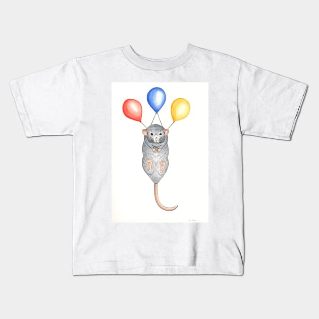 Balloon Rat Kids T-Shirt by WolfySilver